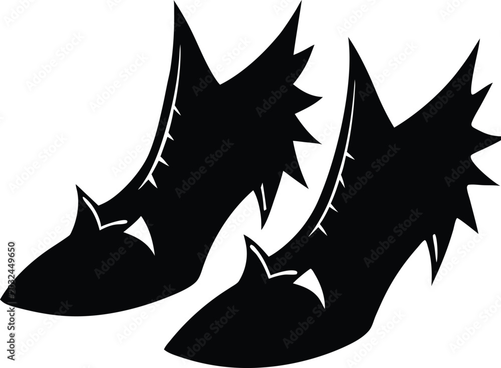 Fototapeta premium Pair Of Pointed toe Shoes Black Silhouette On A White Background Fashion Illustration