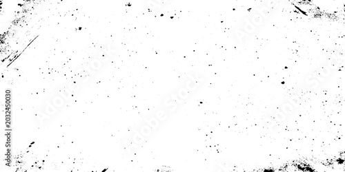 Fotografie Black ink splatters and scratches on white grunge background vector graphic desi