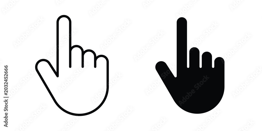 Fototapeta premium Pointing hand icon concept pack in line and solid icons