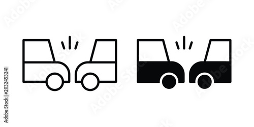 Foto Rear end collision icon concept pack in line and solid icons