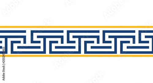 Photos Greek Key Pattern Border - Ancient Meander Design with Blue and Gold