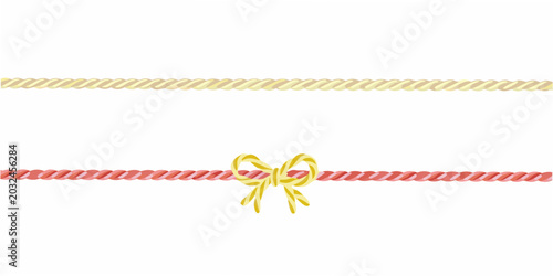 Bild auf Leinwand Red and gold decorative cord with bow vector illustration on white background