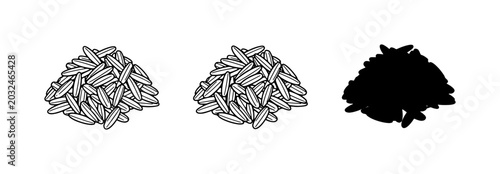 Foto Rice Grains Vector Icons, Black Silhouette, Staple Food Illustration