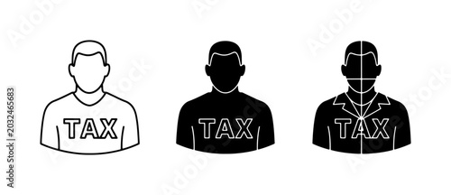 Schilderij op canvas Tax Person Icons: Outline, Silhouette, and Suit