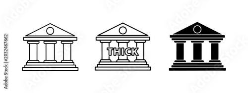 Classical Building Icons, Government Architecture Symbols, Financial Institution Graphics