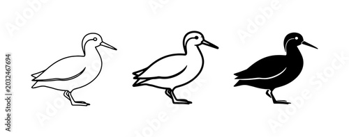 Fotografía Bird Silhouettes: Outline, Line Art, and Solid Black Vector Icons