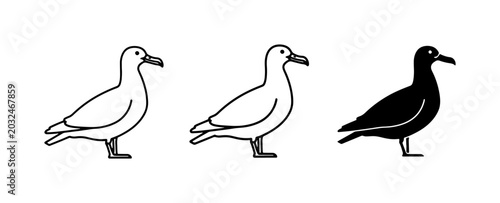 Foto Seagull Icons, Bird Vector Graphics, Coastal Wildlife Silhouettes