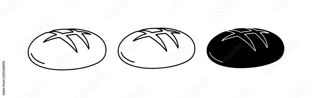 Obraz premium Bread Icons: Loaf Vector Art, Black and White Bakery Graphics