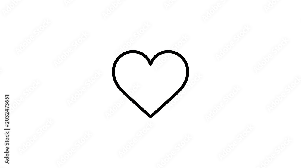 Fototapeta premium Minimalist Heart Line Art Icon on White Background for Love and Romance Themes