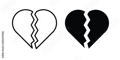 Fotografie Broken heart icon For Web And UI, Simple Icons