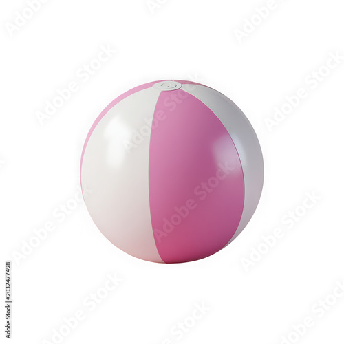A pink and white beach ball on transparent background