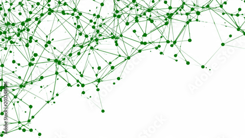 Tableau sur toile Abstract Green Network of Connected Dots and Lines for Technology and Data Visua