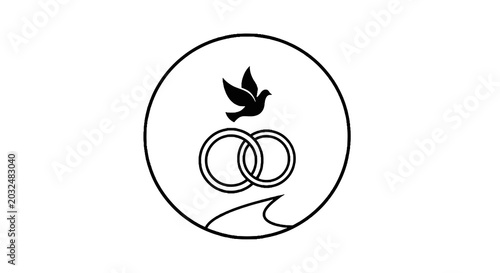 Foto Wedding Rings with Bird Symbol.