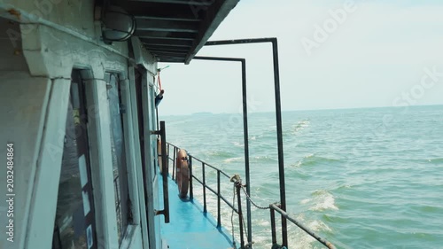 View from a boat deck on a choppy sea
