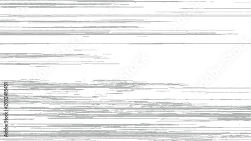 Cuadro en lienzo Glitchy distorted digital noise effect with horizontal gray lines on white backg