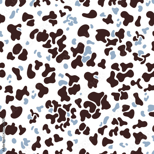 Leopard print pattern animal seamless black and blue spots classic design.