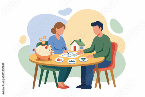 Couple Planning Family Budget and Real Estate Investment