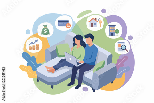Couple Planning Home Investment and Finance on Laptop