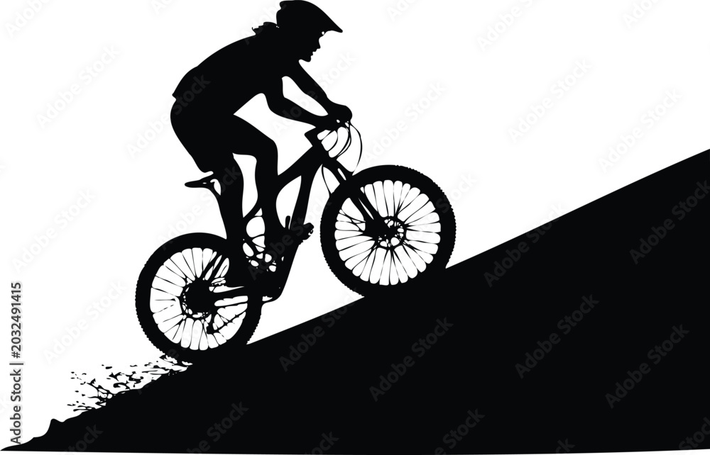 Obraz premium Cycling — Mountain Bike Uphill