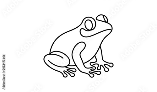 Bild auf Leinwand Stylized frog line art icon with modern amphibian vector illustration design