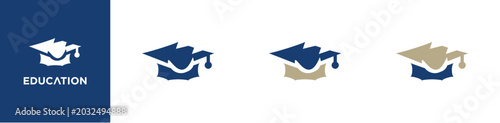 Minimal Graduation Cap and Open Book Education Logo Vector