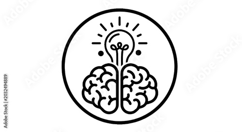 Tableau sur toile Brain with lightbulb idea concept.