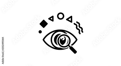 Cuadro en lienzo Black and white eye with magnifier.