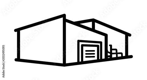 Simple line drawing of a warehouse.