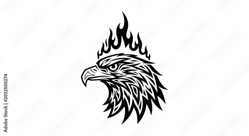 Obraz premium Flaming Eagle Head Illustration Design.