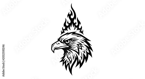 Fotografía Flaming Eagle Head Illustration Closeup.