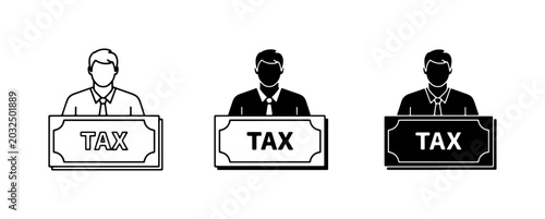 Schilderij op canvas Tax Icons Set, Financial Collection, Business Icons, Government Payment
