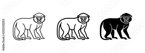 Canvas Print Monkey Icons: Line Art and Silhouette Vector Graphics
