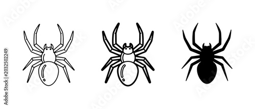 Canvas Print Spider Icons Set, Arachnid Vector Graphics, Insect Silhouettes