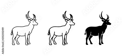Photography Deer Icons, Antelope Vector Graphics, Wildlife Silhouette Collection