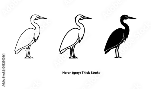 Bild auf Leinwand Heron Icons, Bird Silhouettes, Wildlife Vector Art, Simple Graphics