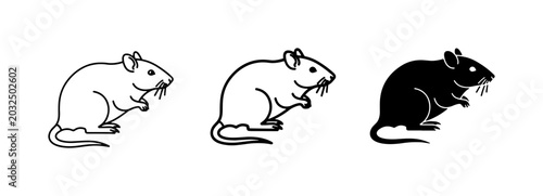 Fotografie Rodent Icons, Mouse Vector Graphics, Rat Silhouette Set
