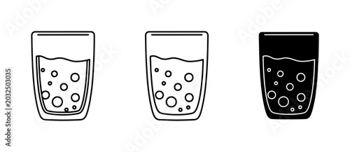 Foto Bubbly Drink Icons, Refreshing Beverage Vector Graphics, Carbonated Liquid Glass