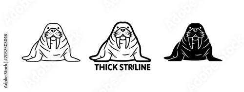 Bild auf Leinwand Walrus Icons, Marine Mammal Vector Art, Arctic Animal Graphics