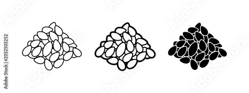 Obraz na płótnie Seed Piles: Outline, Filled, Silhouette Icons for Healthy Food and Agriculture