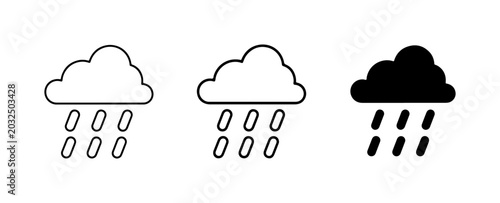 Bild auf Leinwand Rain Cloud Icons, Weather Symbols, Precipitation Graphics