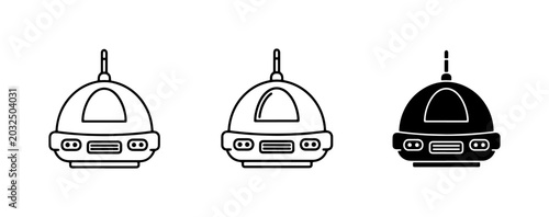 Foto Retro Robot Icons, Futuristic Droid Graphics, Sci-Fi Vehicle Set