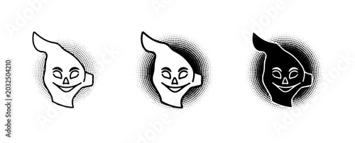 Bilde på lerret Spooky Ghost Icons, Halloween Character Vector Art, Grim Reaper Silhouette