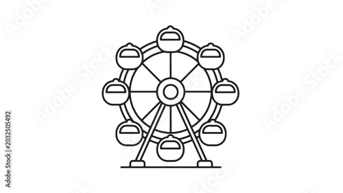 Quadro em tela Ferris wheel icon monochrome with passenger cabins and support structure featuri
