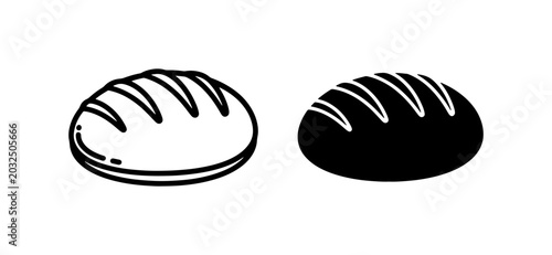 Foto Bread Icons: Outline and Solid Loaf Vector Graphics for Bakery and Food Concepts