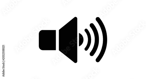 Billede på lærred Black speaker icon with sound waves.