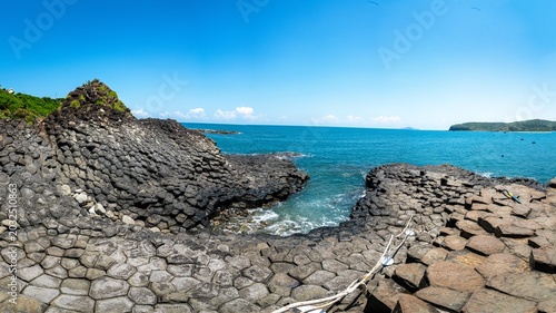 Fotografie Ganh Da Dia (Sea Cliff of Stone Plates), the famous basalt rock formation in Tuy An District, Phu Yen Province, Vietnam