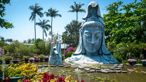 Bild auf Leinwand Large white Quan Am (Guanyin) Buddha statue at Chua Thanh Luong Buddhist Temple, Phu Yen Province, Vietnam