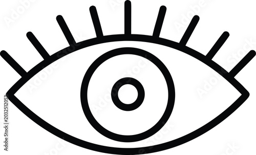 Tableau sur toile eye with radiating lashes outline only line art vector illustration on transpare