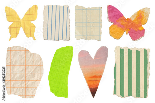 PNG Colorful torn paper shapes collection on transparent background