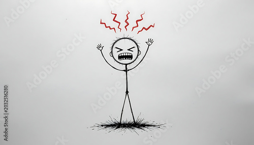 Angry stick figure illustration